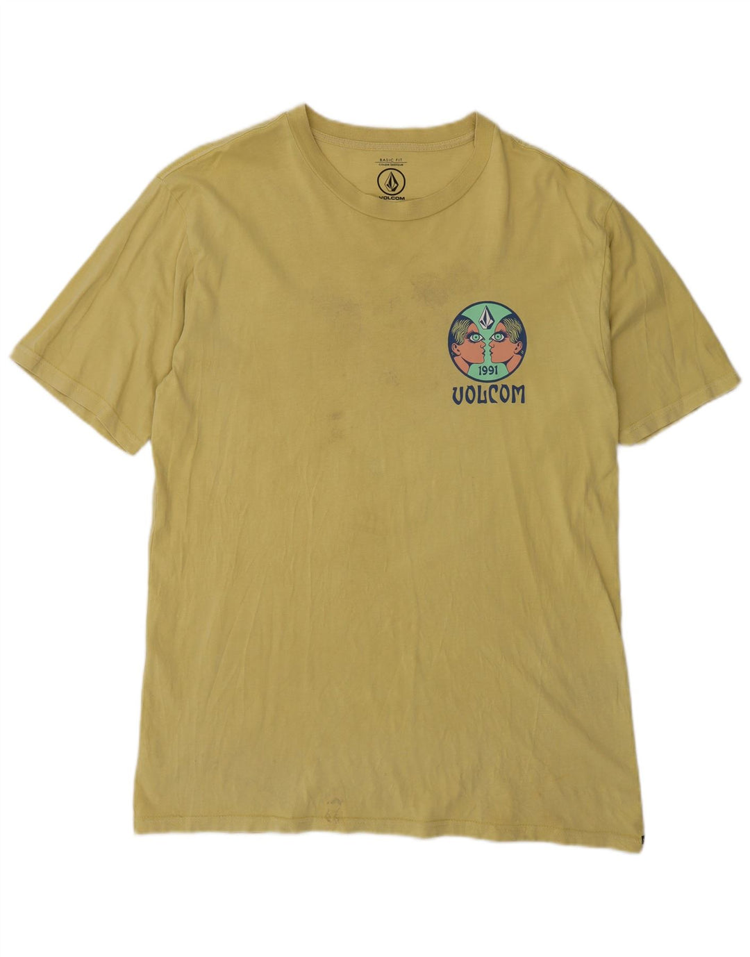 Tricou grafic pentru bărbați Volcom Top din bumbac galben mediu