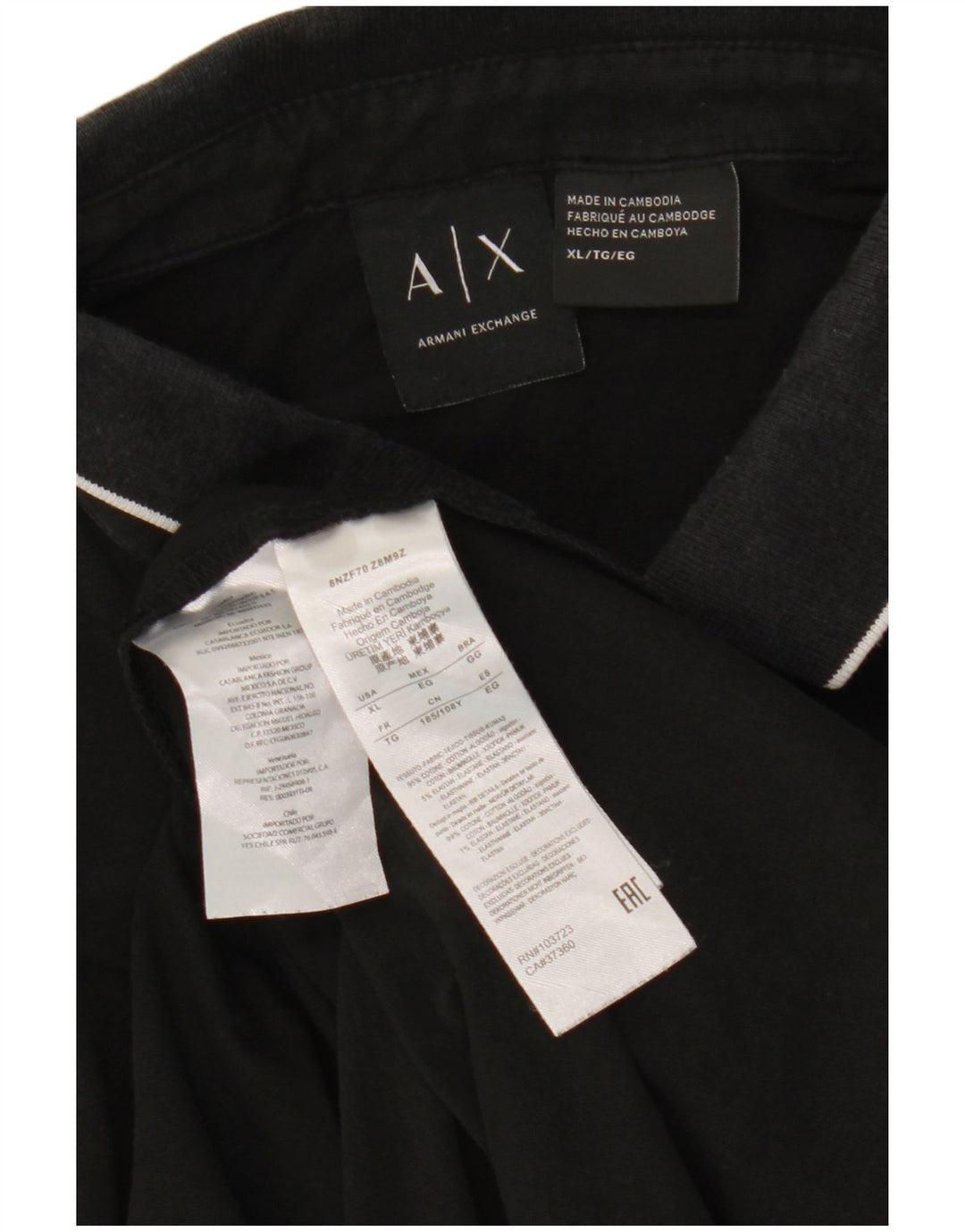 ARMANI EXCHANGE Tricou Polo XL Bumbac Negru