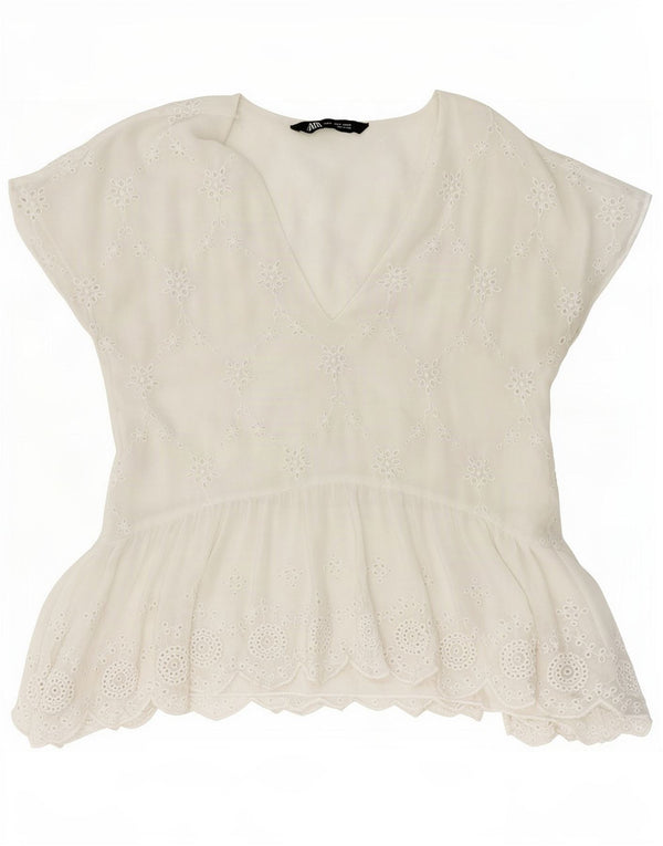 Bluză pentru femei Zara UK 10 Small White Floral