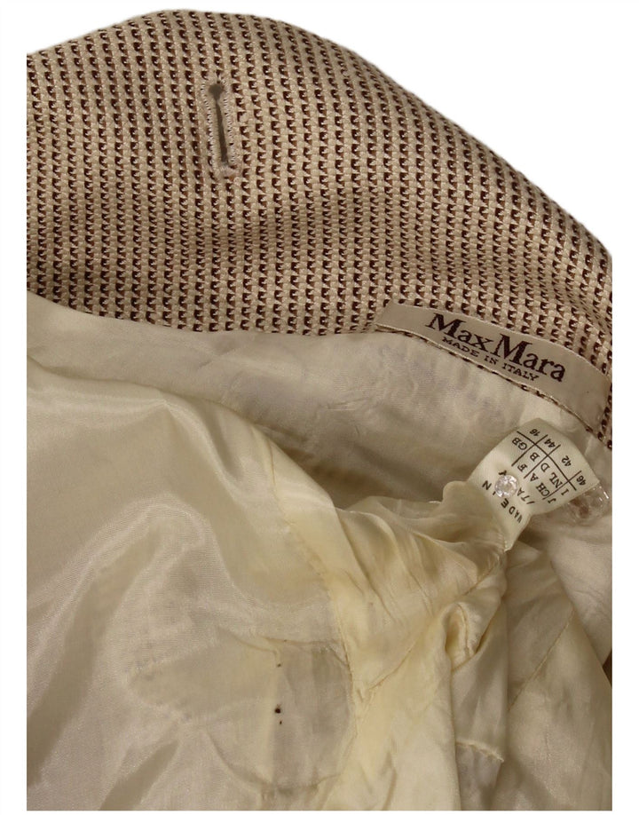 Jachetă Blazer pentru femei Max Mara, cu două piepturi, UK 16, mare, bej, geometrică
