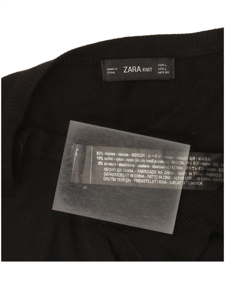Pulover cardigan pentru femei Zara UK 14 mare, negru, viscoză