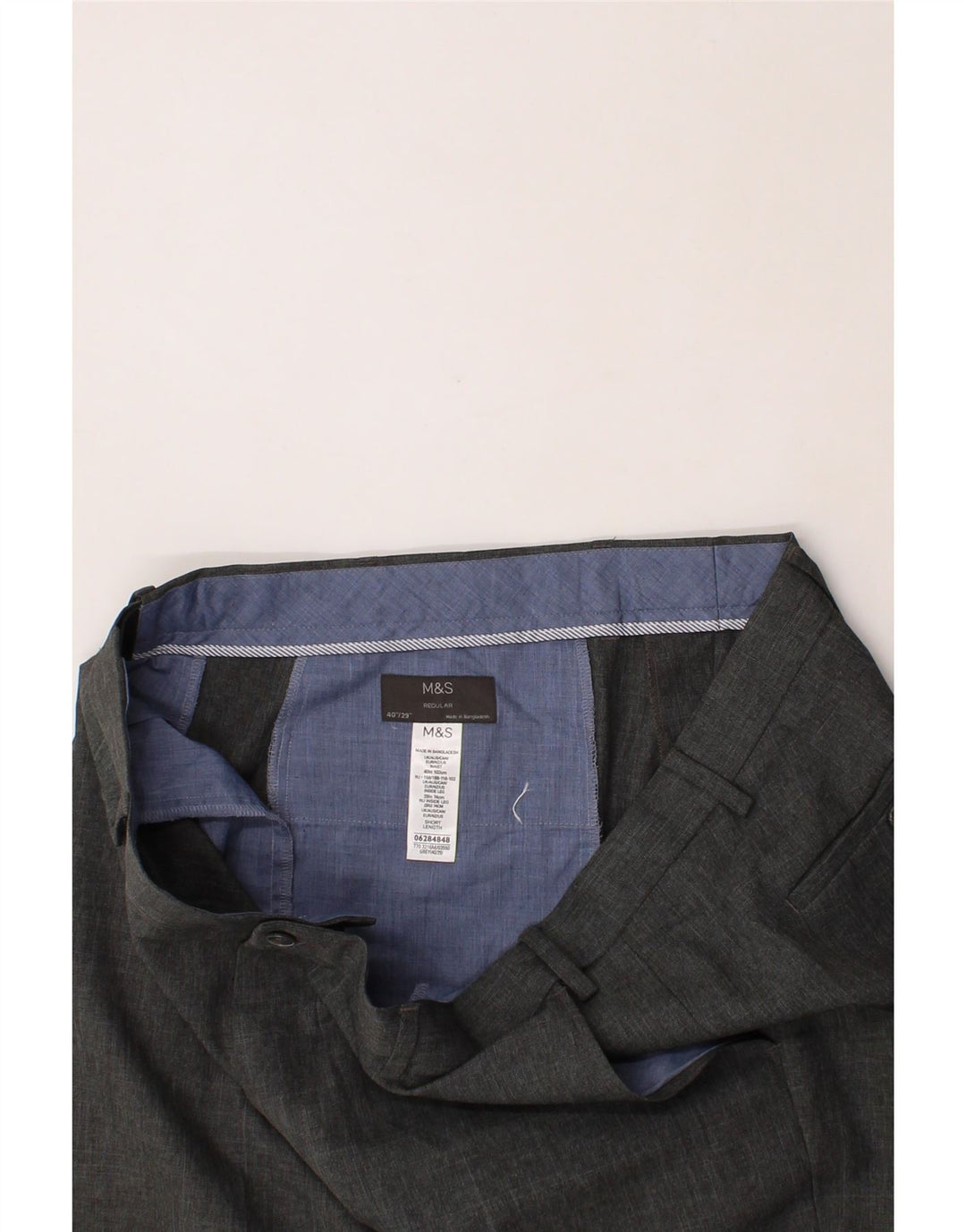 MARKS & SPENCER Mens Regular Suit Trousers W40 L29 Grey Polyester Vintage Marks & Spencer and Second-Hand Marks & Spencer from Messina Hembry 