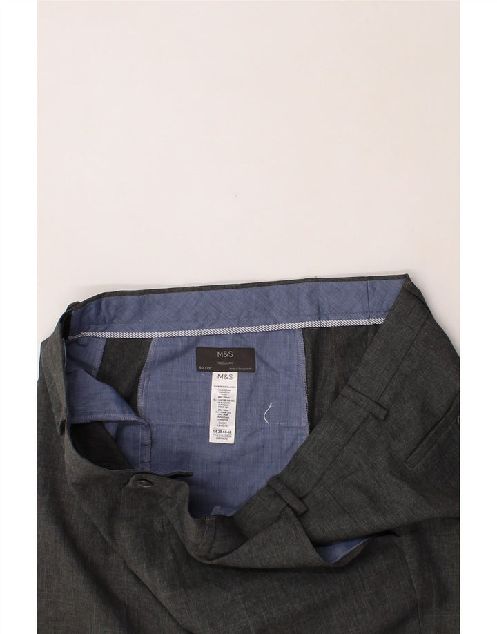MARKS & SPENCER Mens Regular Suit Trousers W40 L29 Grey Polyester Vintage Marks & Spencer and Second-Hand Marks & Spencer from Messina Hembry 