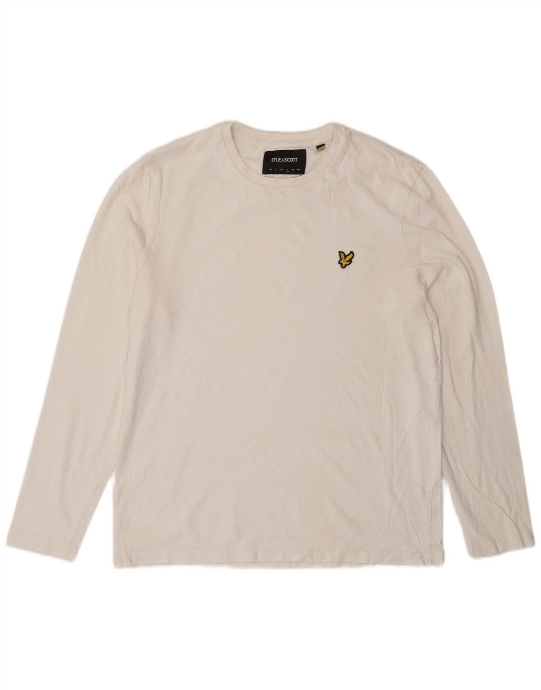 Lyle & Scott Top pentru bărbați cu mânecă lungă, mare, alb, din bumbac