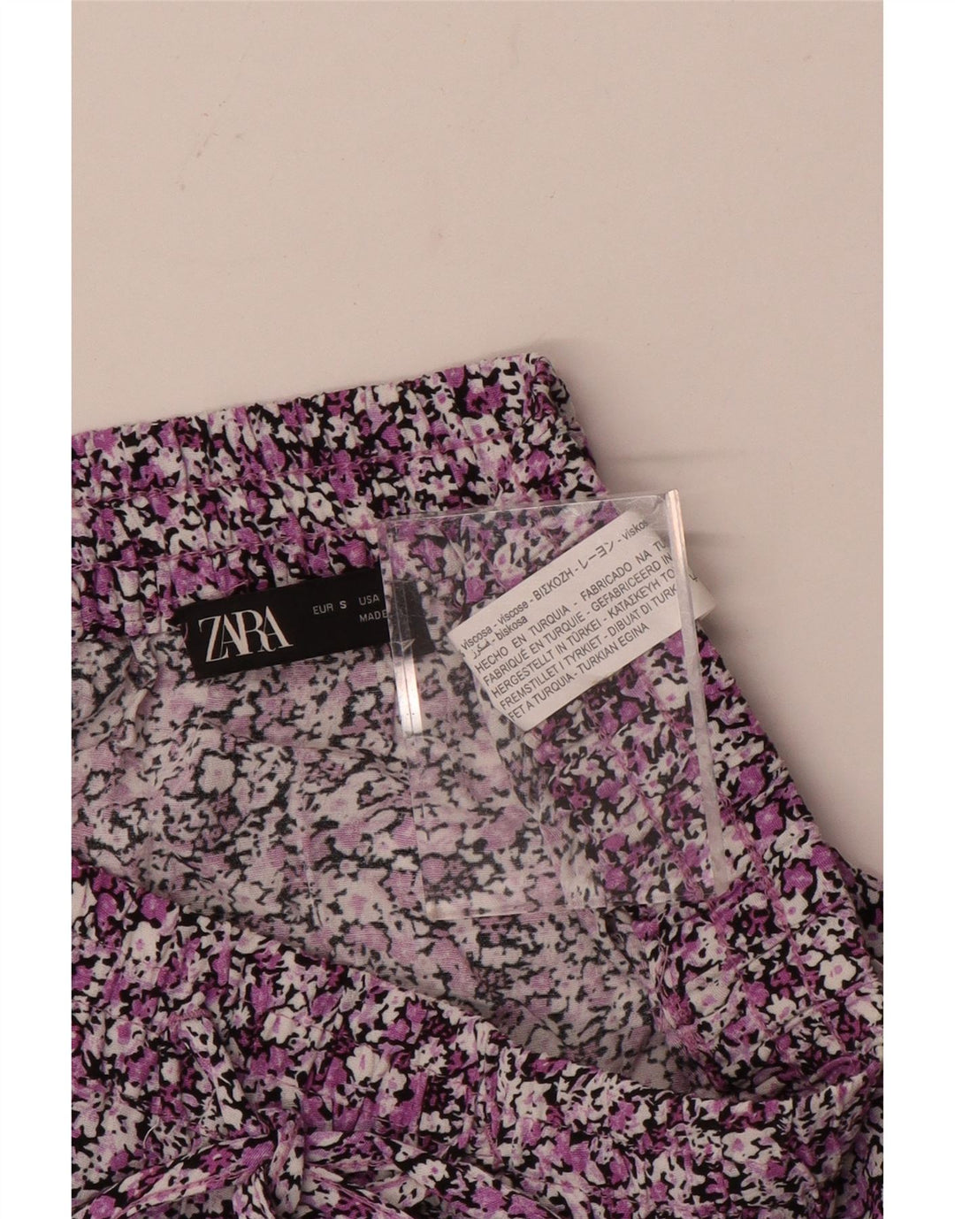 Fustă mini etajată pentru femei ZARA Small W27 Multicolor Floral Viscose