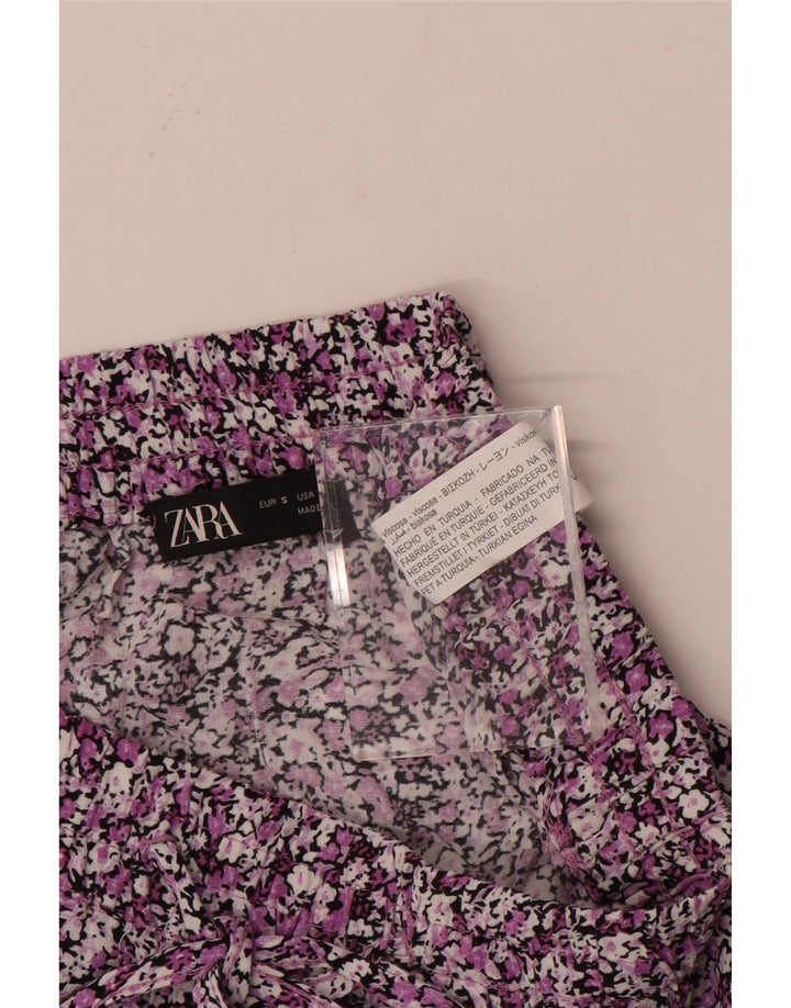 Fustă mini etajată pentru femei ZARA Small W27 Multicolor Floral Viscose