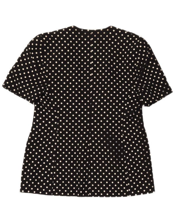 VINTAGE Jachetă cu mânecă scurtă pentru femei UK 12 Medium Black Polka Dot