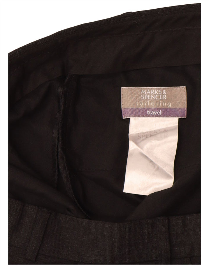 Marks & Spencer Pantaloni de costum pentru bărbați L36 L32 Poliester negru