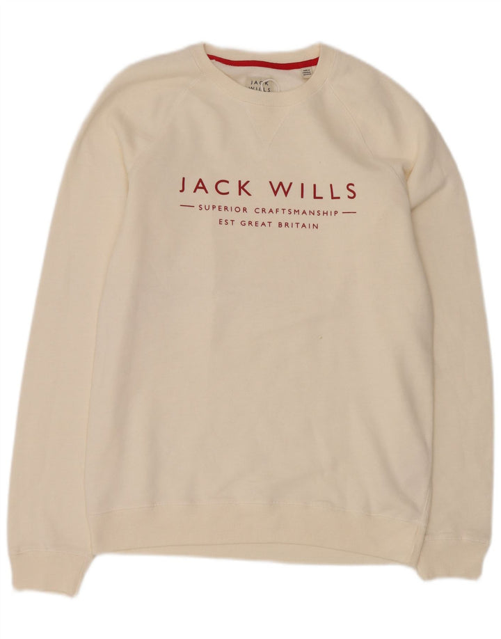 Pulover cu grafică Jack Wills pentru bărbați, bumbac alb, mediu