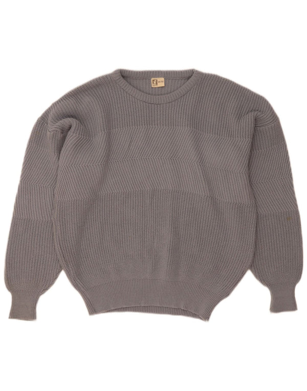 Pulover vintage pentru bărbați cu gât roșu IT 50/52 Lână mare, gri
