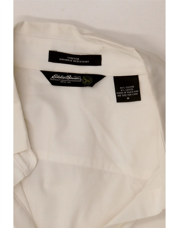 Cămașă cu mâneci 3/4 pentru femei Eddie Bauer UK 14 bumbac alb mediu