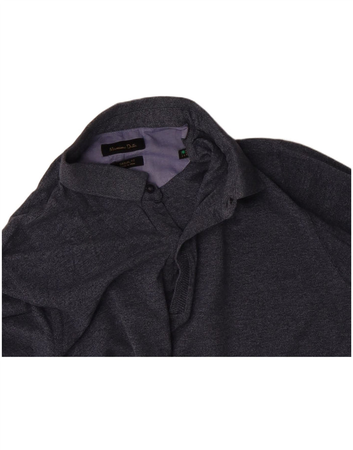 MASSIMO DUTTI Tricou polo cu mânecă lungă pentru bărbați, gri mediu