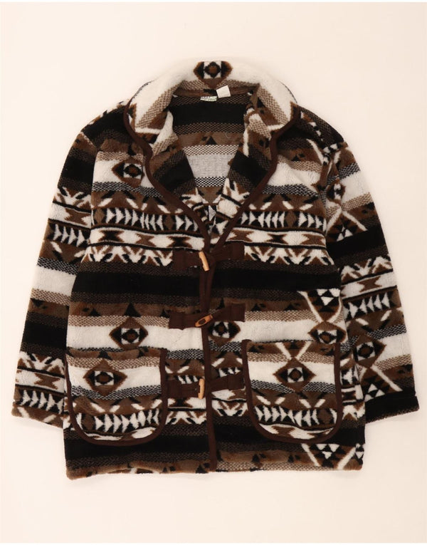 Manson vintage supradimensionat pentru femei din tricot UK 10/12 mic maro Fair Isle