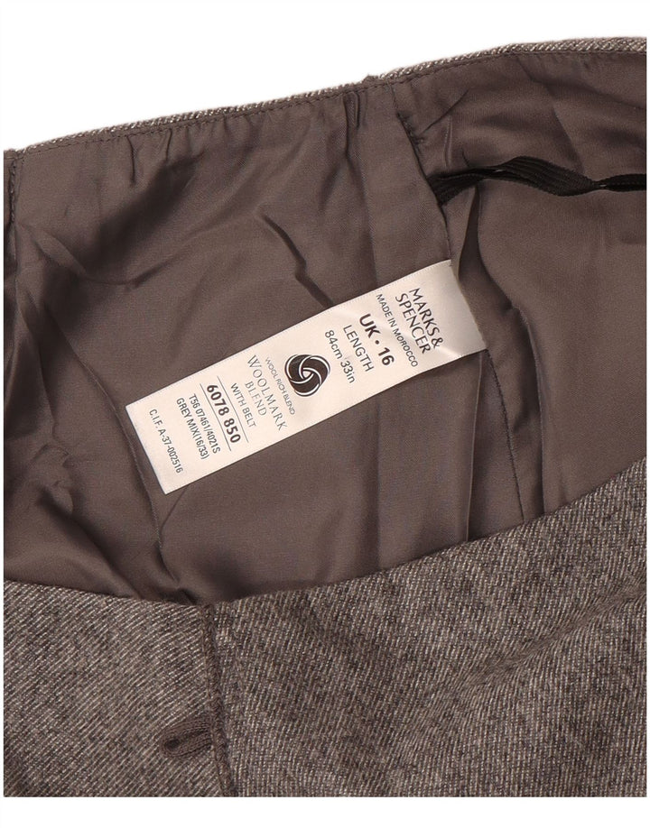 Fustă A-Line pentru femei Marks & Spencer UK 16 mare W32 Lână gri