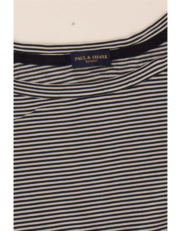 PAUL & SHARK Womens Top Long Sleeve UK 14 Large Black Striped Vintage Paul & Shark and Second-Hand Paul & Shark from Messina Hembry 