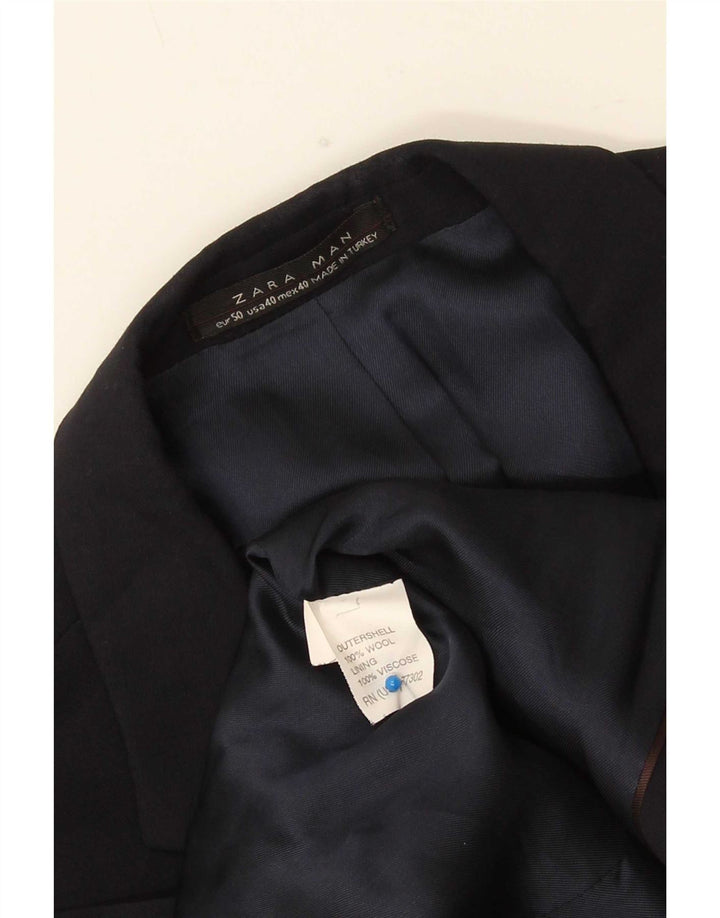 Blazer pentru bărbați Zara cu 2 nasturi Mărimea 50 Lână neagră medie