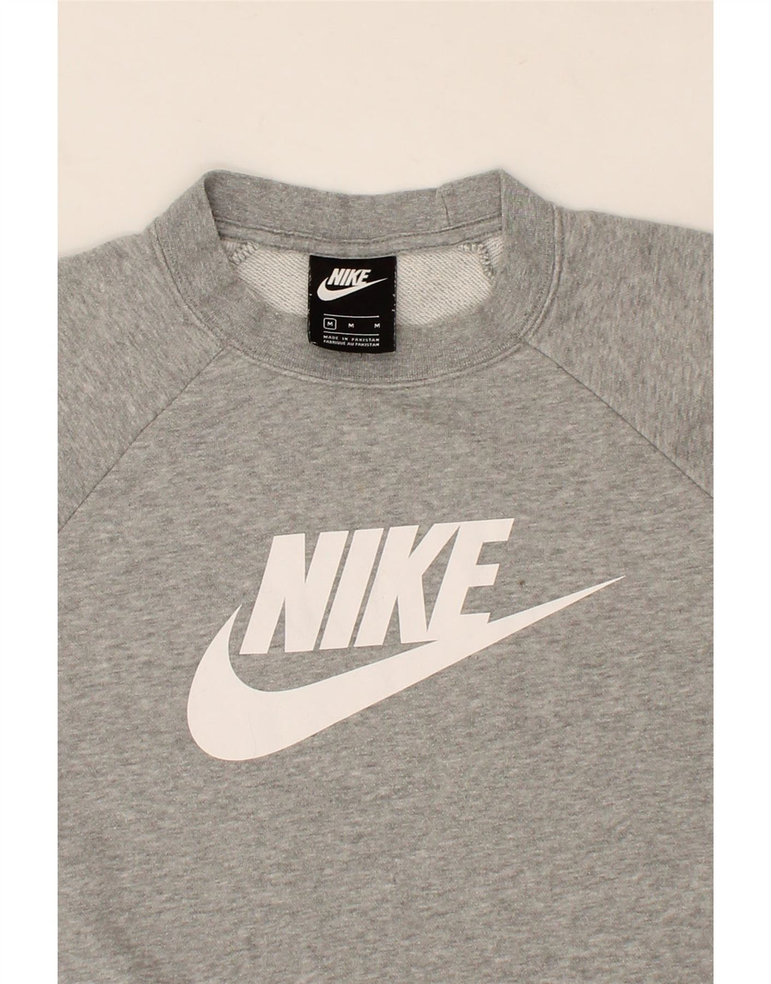 NIKE Womens Graphic Sweatshirt Jumper UK 14 Medium Grey Cotton Vintage Nike and Second-Hand Nike from Messina Hembry 