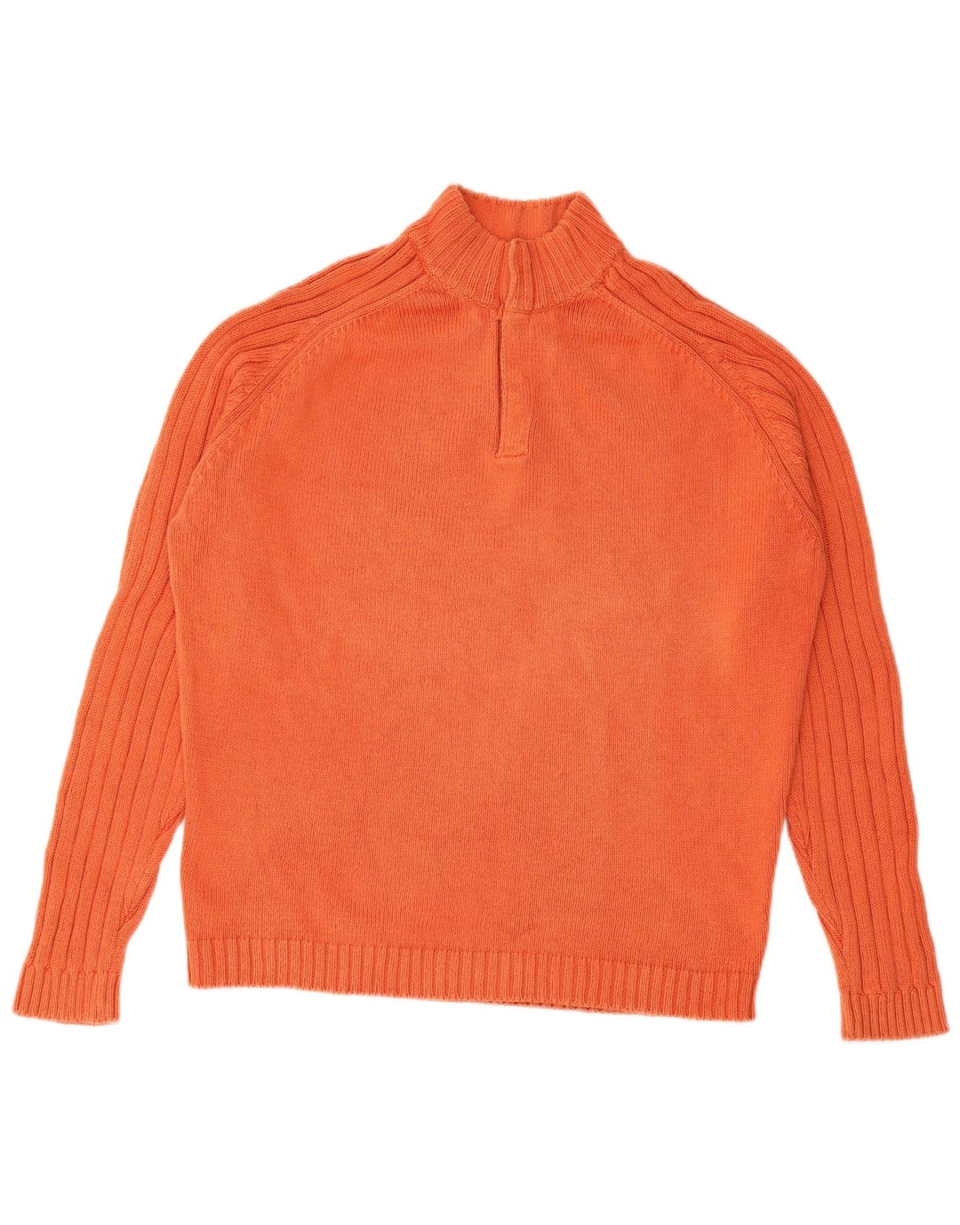 MASSIMO DUTTI Pulover pentru bărbați cu gât cu nasturi, bumbac mare portocaliu