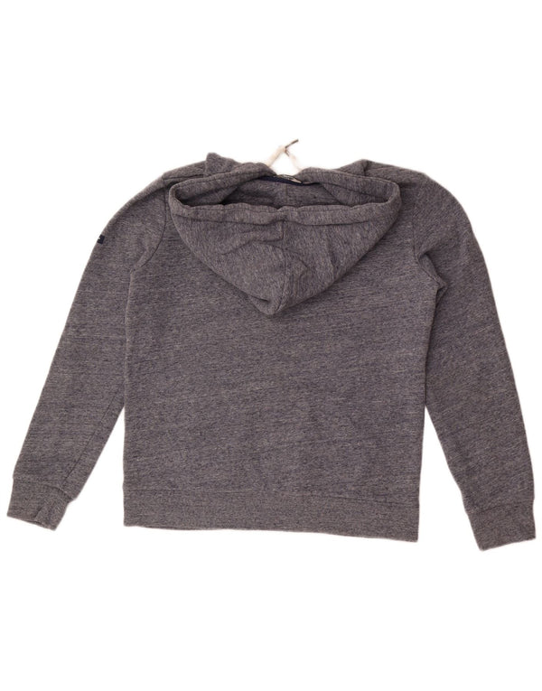 Pulover cu glugă cu grafic Superdry pentru femei UK 10 mic, gri bumbac cu pete