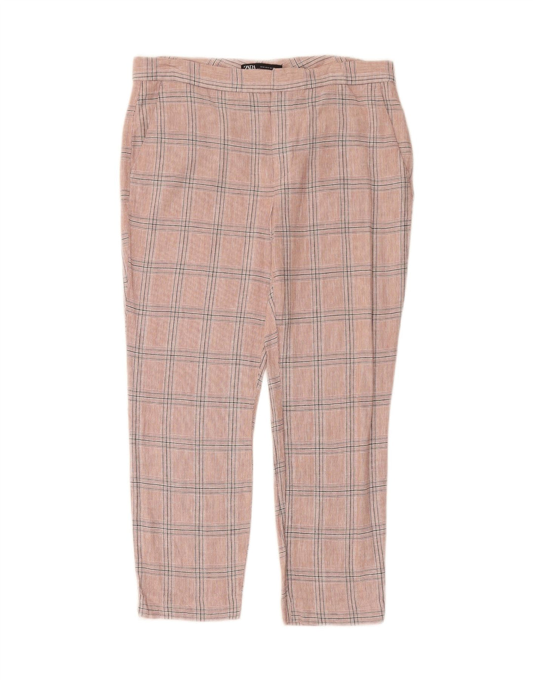 ZARA Womens Slim Cropped Trousers EU 40 Medium W30 L23 Pink Houndstooth Vintage Zara and Second-Hand Zara from Messina Hembry 