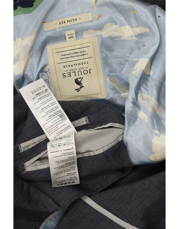 Blazer pentru bărbați Joules, slim fit, cu 2 nasturi, UK 48 4XL, lână gri pete