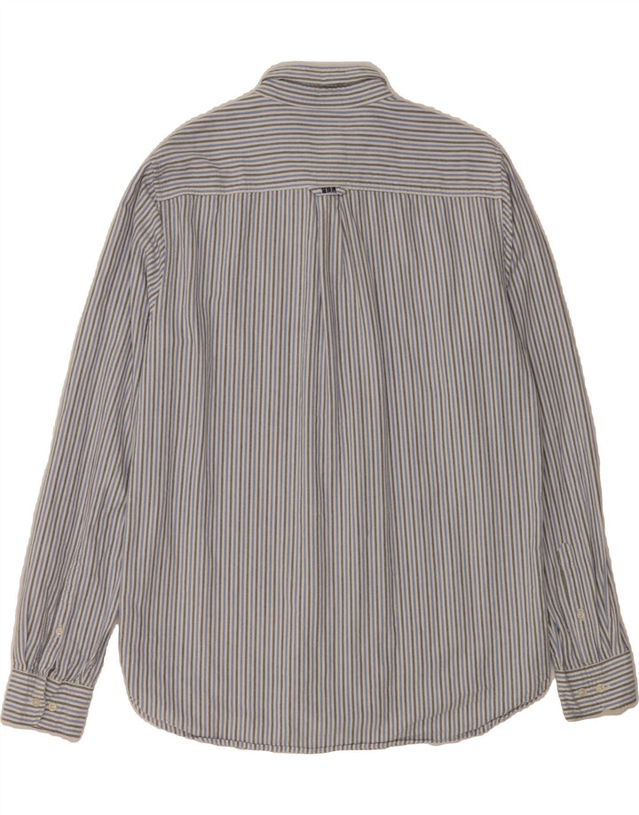 SUPERDRY Mens Shirt Large Blue Striped Cotton Vintage Superdry and Second-Hand Superdry from Messina Hembry 