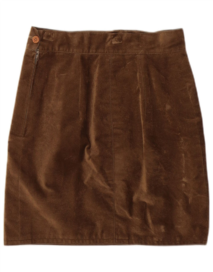 Fusta creion din piele intoarsa pentru femei Vintage W26 Maro Mic