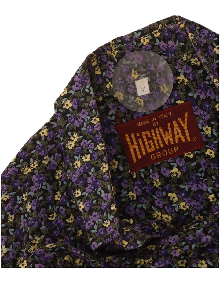 Cămașă Vintage pentru bărbați cu mânecă scurtă Mov mediu Floral