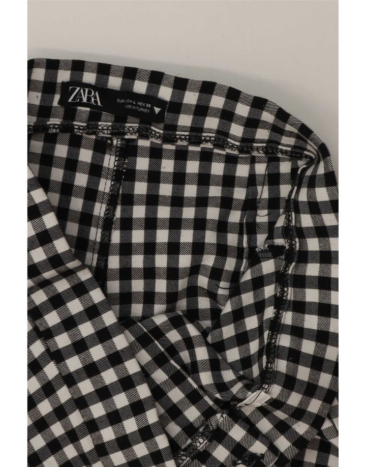 Pantaloni casual pentru femei Bootcut Zara Mari L30 L27 Negru Gingham