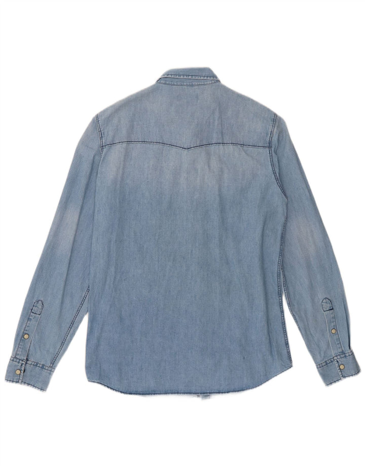 Cămașă Jack & Jones pentru bărbați din denim, bumbac albastru mediu