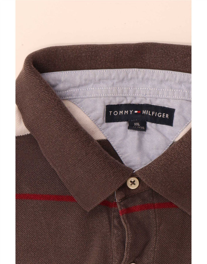 Tricou polo Tommy Hilfiger pentru bărbați 2XL, gri cu dungi