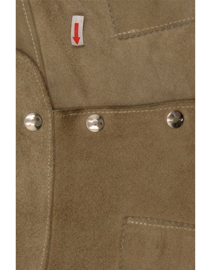 Fusta mini de piele intoarsa vintage pentru femei W28 Medium Kaki