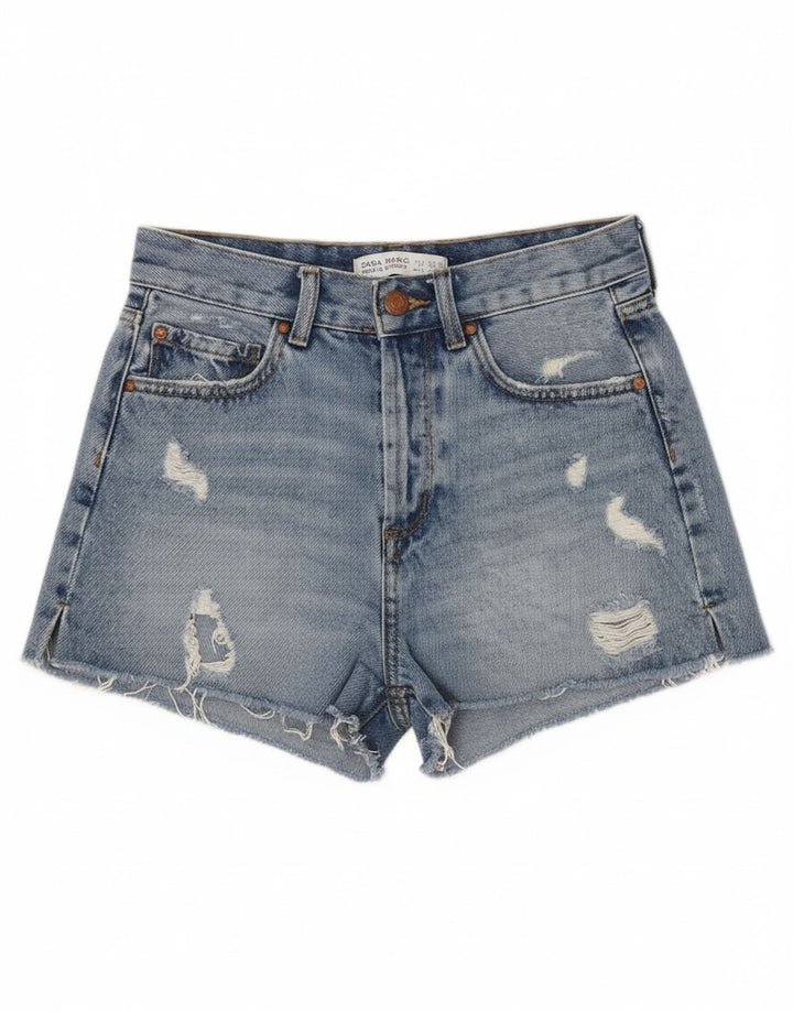 Pantaloni scurți din denim învechit pentru femei Zara EU 34 2XS W24 Albastru