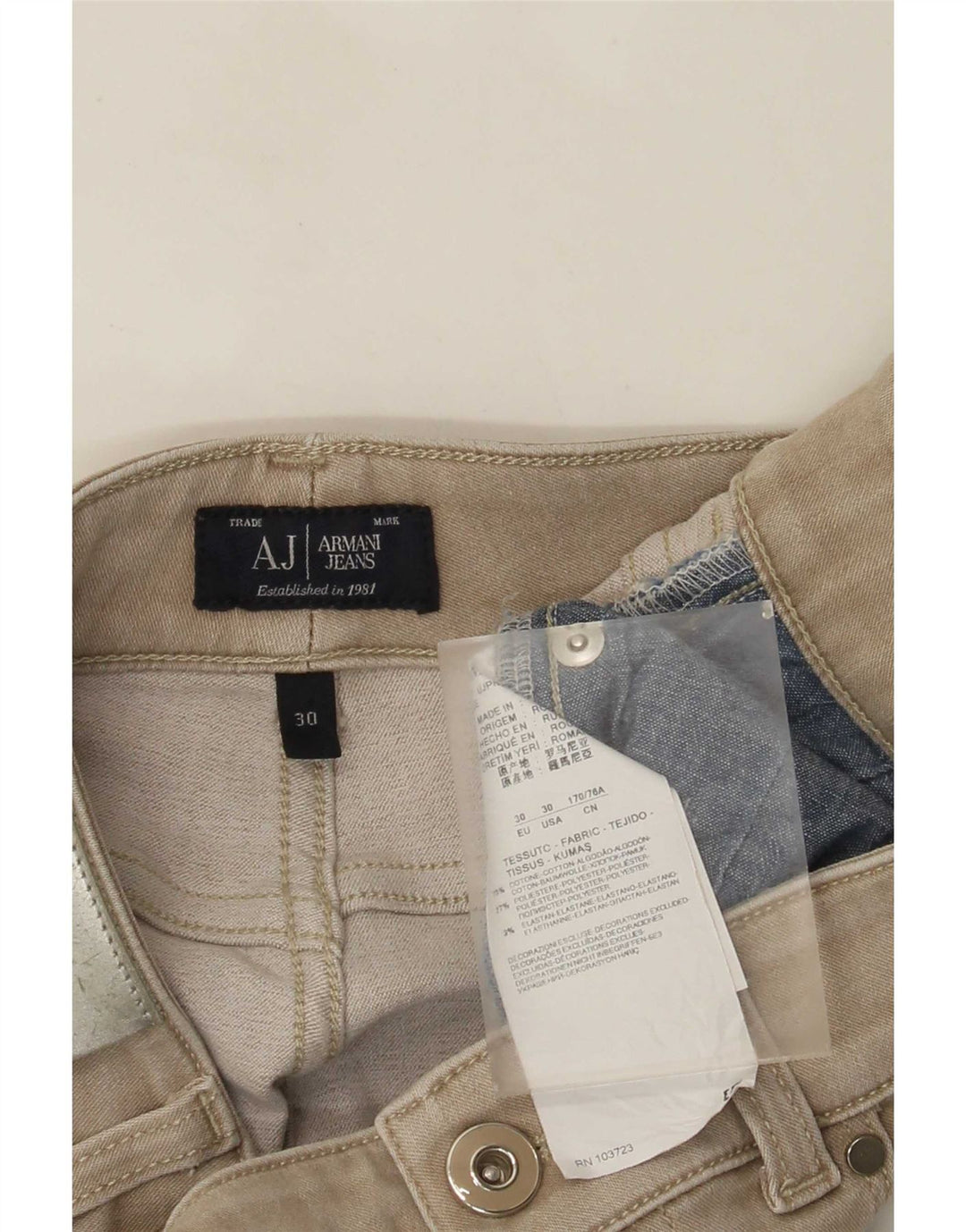 Blugi slim pentru femei Armani W30 L28 bumbac bej