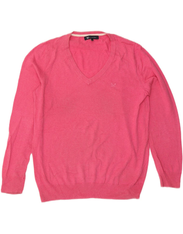 Crew Clothing Pulover cu decolteu în V pentru damă UK 14 Bumbac roz mare