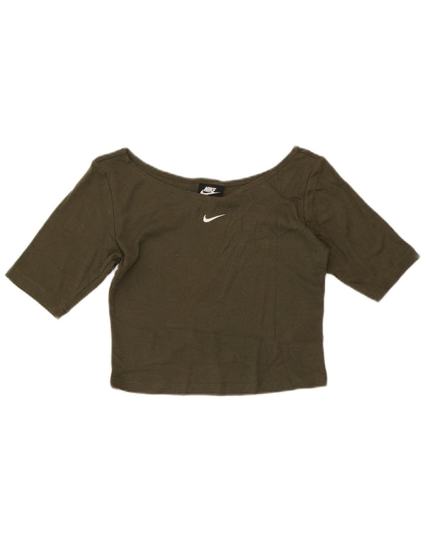 Tricou pentru femei Nike Crop Top UK 10 Small Khaki Bumbac