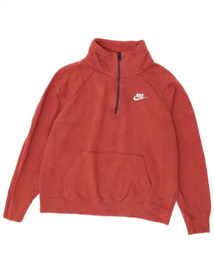 Pulover Nike pentru femei, supradimensionat, cu fermoar și gât, UK 10 Mic Bordeaux