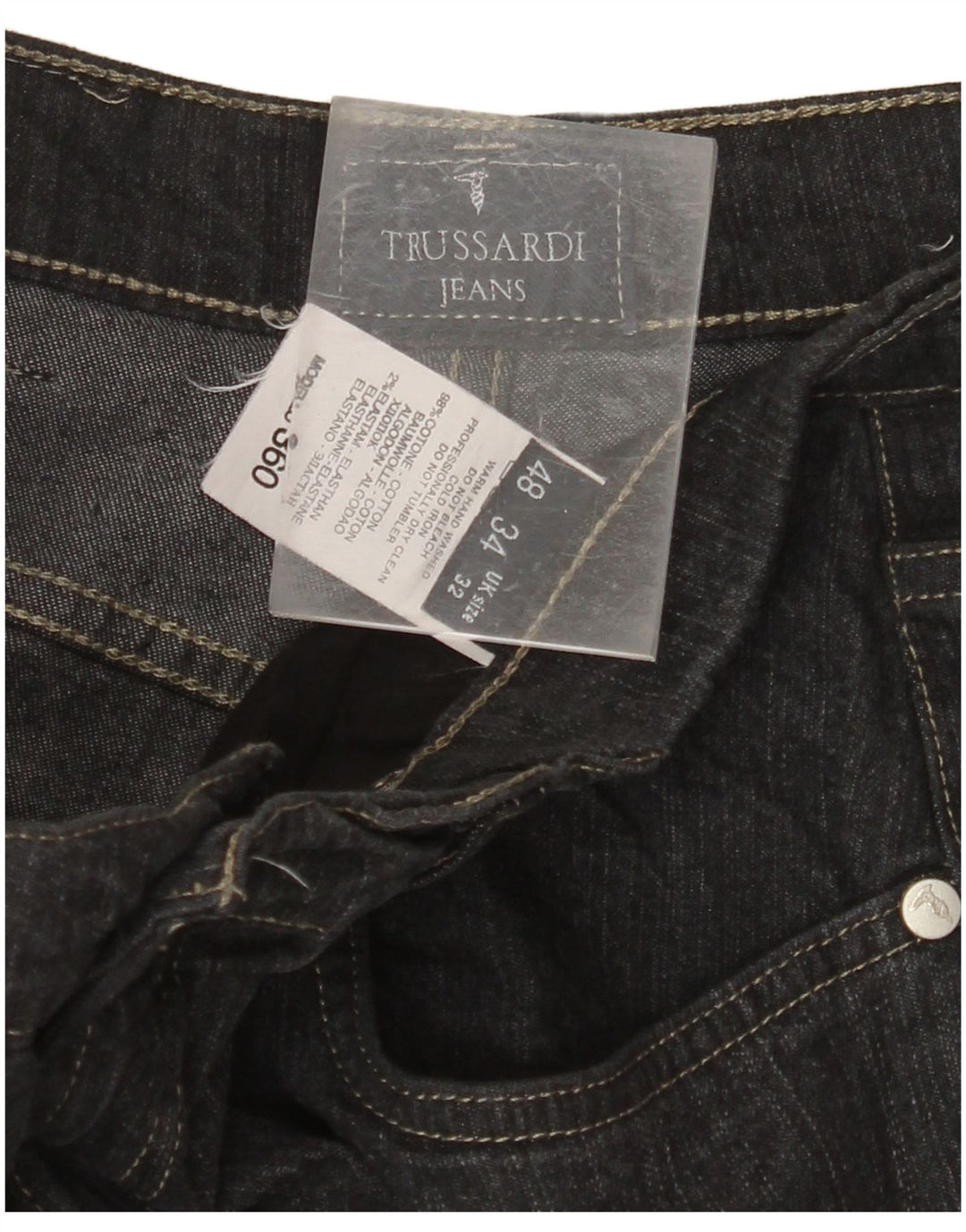 TRUSSARDI Blugi drepti pentru bărbați W32 L30 bumbac negru