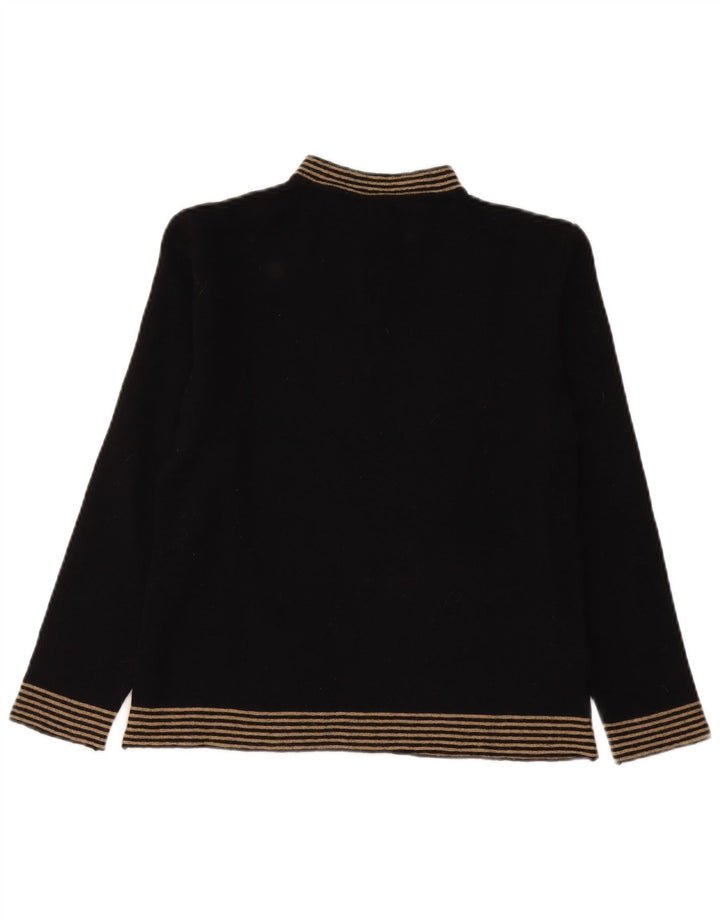 Pulover vintage cu gât țestoasă pentru femei UK 12 Medium Black Dunge