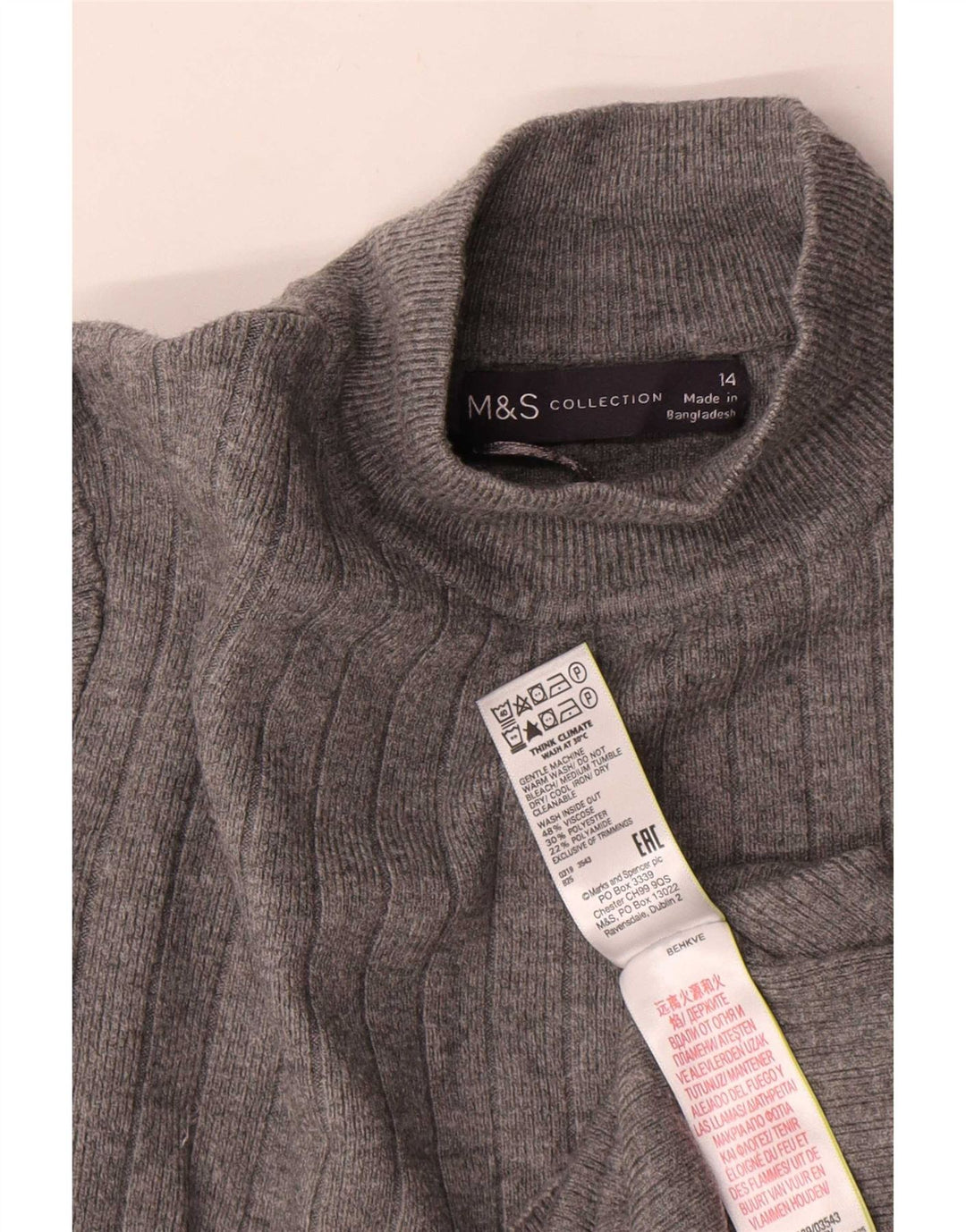 Pulover cu gât țestoasă pentru femei Marks & Spencer UK 14, mare, gri, viscoză