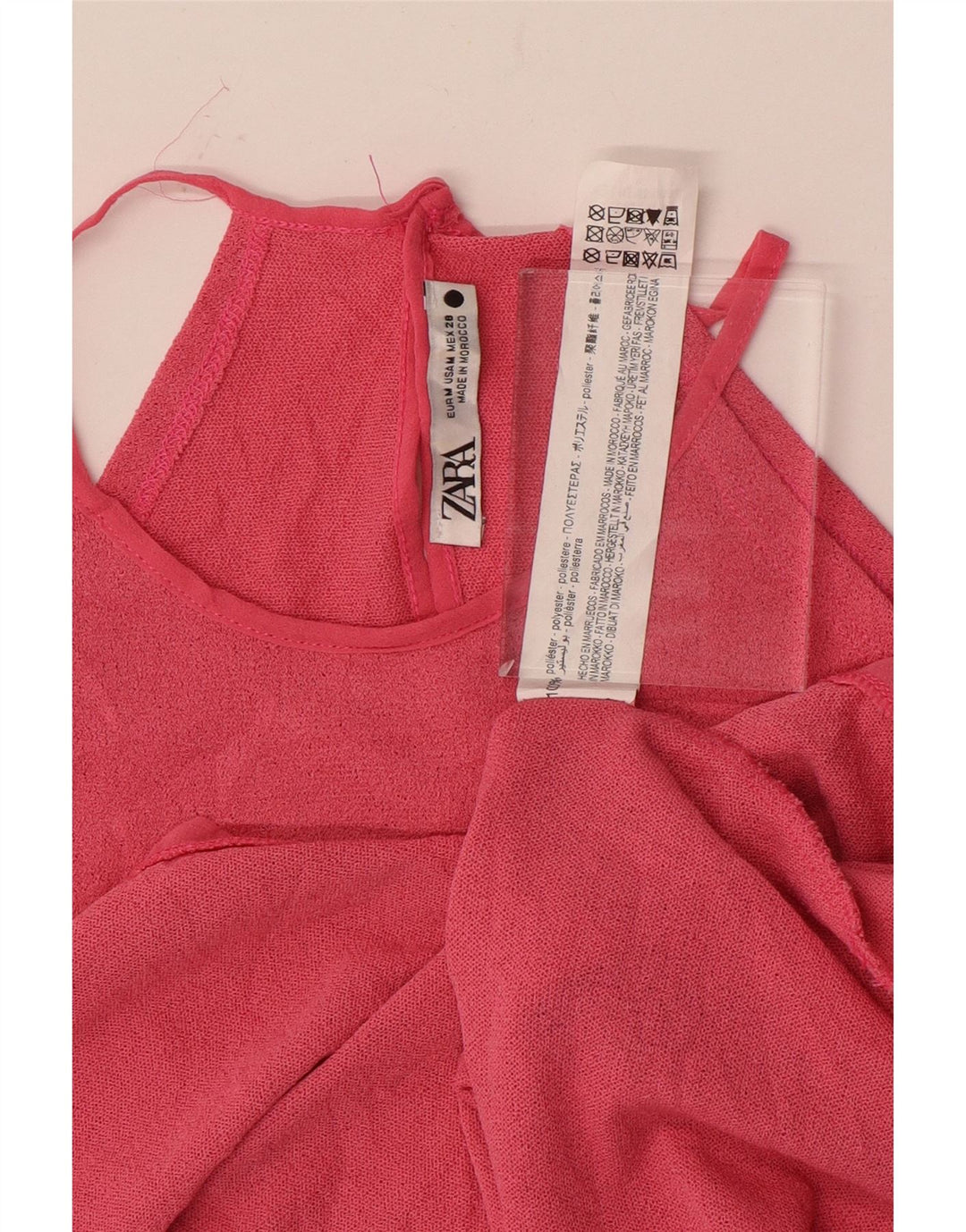 Top Crop Halter pentru femei Zara UK 14 Medium Pink Poliester