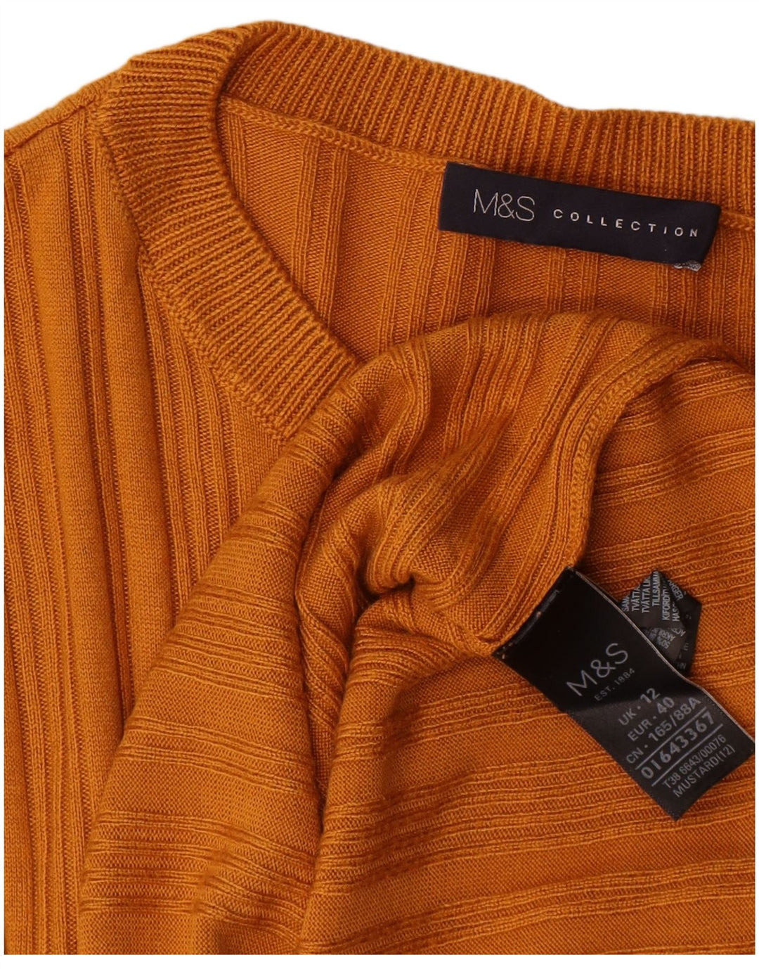 Marks & Spencer Top pentru femei cu mânecă lungă UK 12 Medium Galben Acrilic