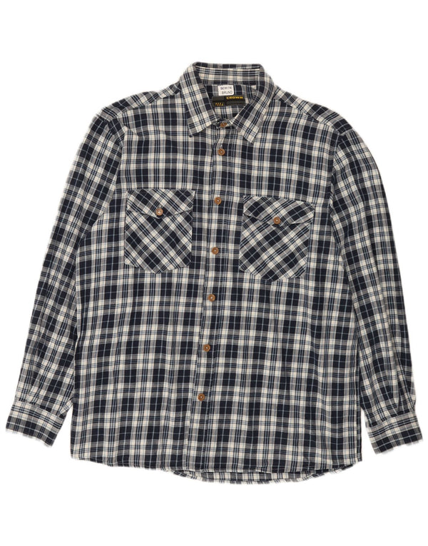 Cămașă de flanel pentru bărbați Crown Mărimea 44 XL Bumbac cu carouri bleumarin