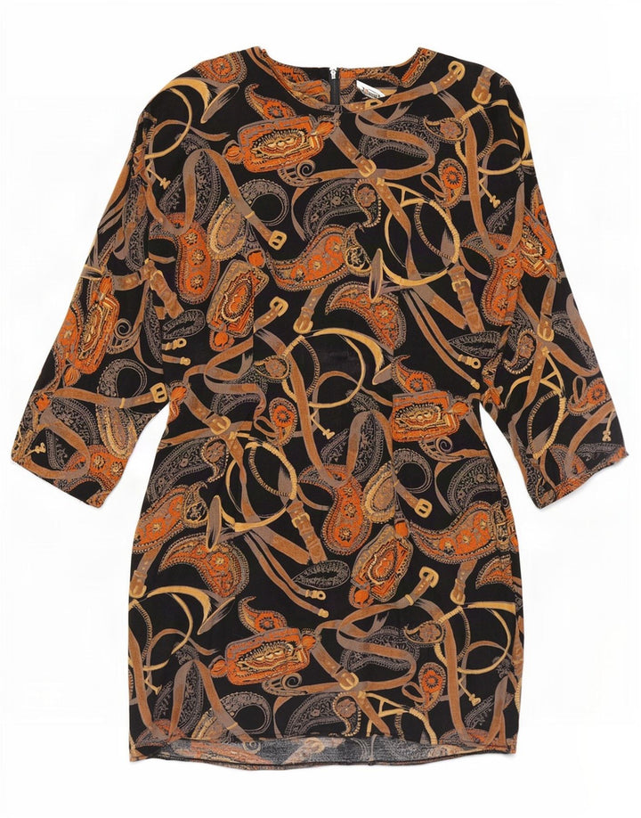 Perceptions Rochie cu mâneci 3/4 pentru femei UK 8 Small Black Paisley