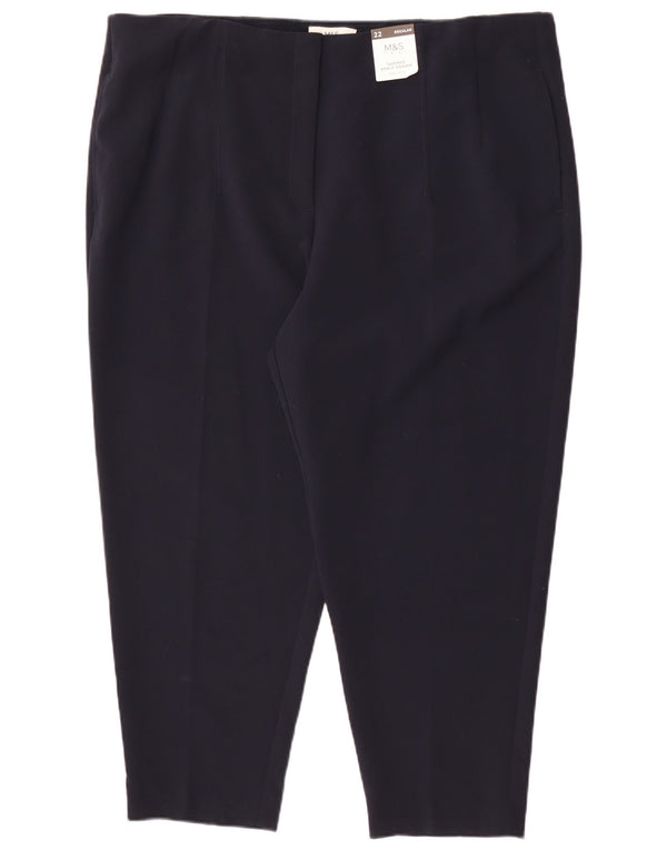 Pantaloni tăiați pentru femei cu talie înaltă Marks & Spencer UK 22 3XL W42 L26 bleumarin B
