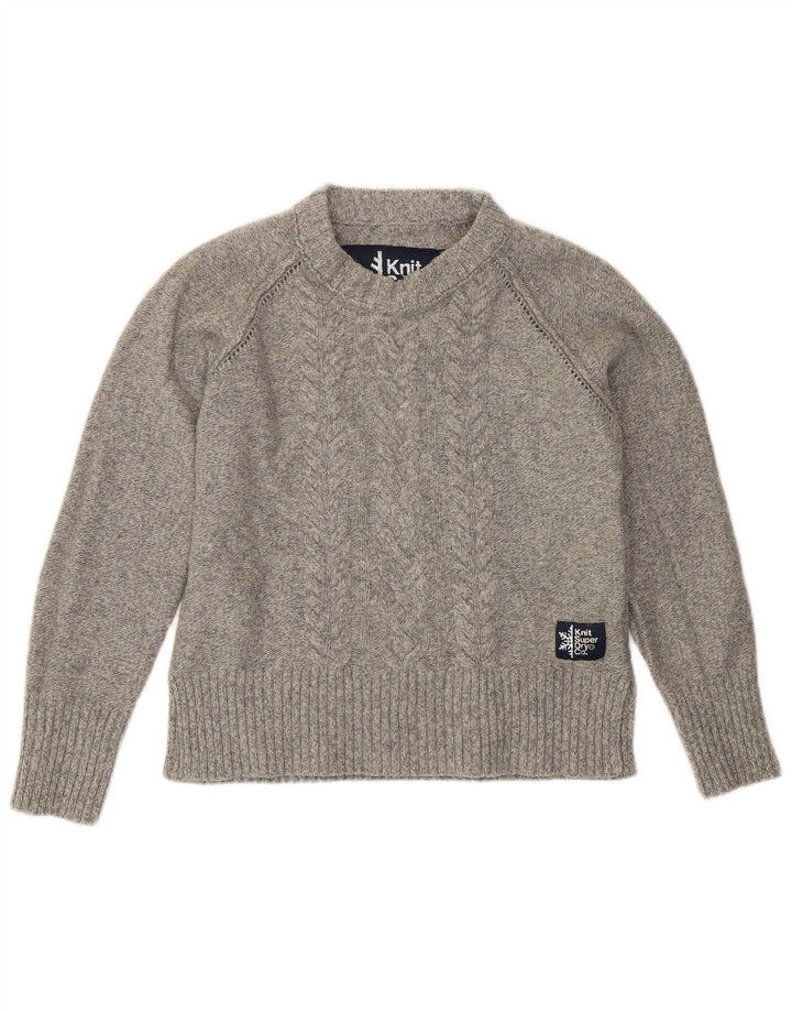 Pulover Superdry pentru femei cu decolteu triplu UK 10, lână gri mică