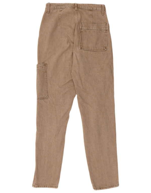 Blugi Topshop pentru femei Mom Cargo cu talie înaltă W26 L32 bumbac bej
