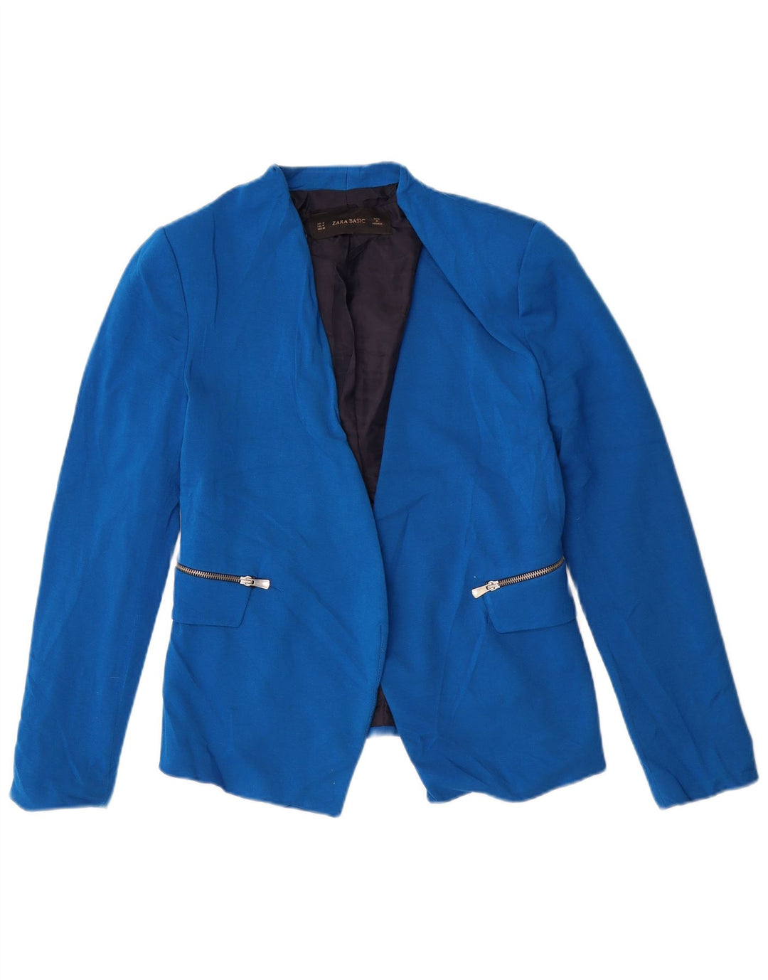 Jachetă Blazer pentru femei Zara UK 12 Medium Blue Poliester
