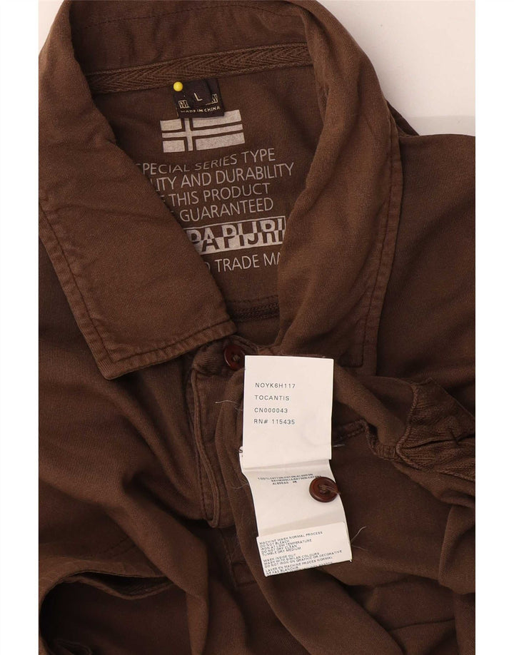 Tricou polo Napapijri pentru bărbați, bumbac maro mare