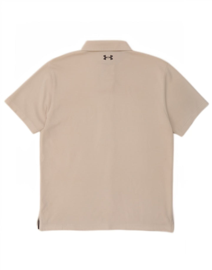 Tricou polo Under Armour pentru bărbați, mare, alb, poliester sport